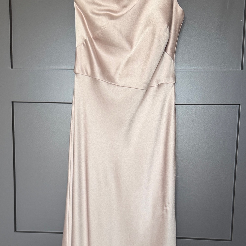 Jenny Yoo One-Shoulder Satin Gown in Blush - Picture 4 of 9